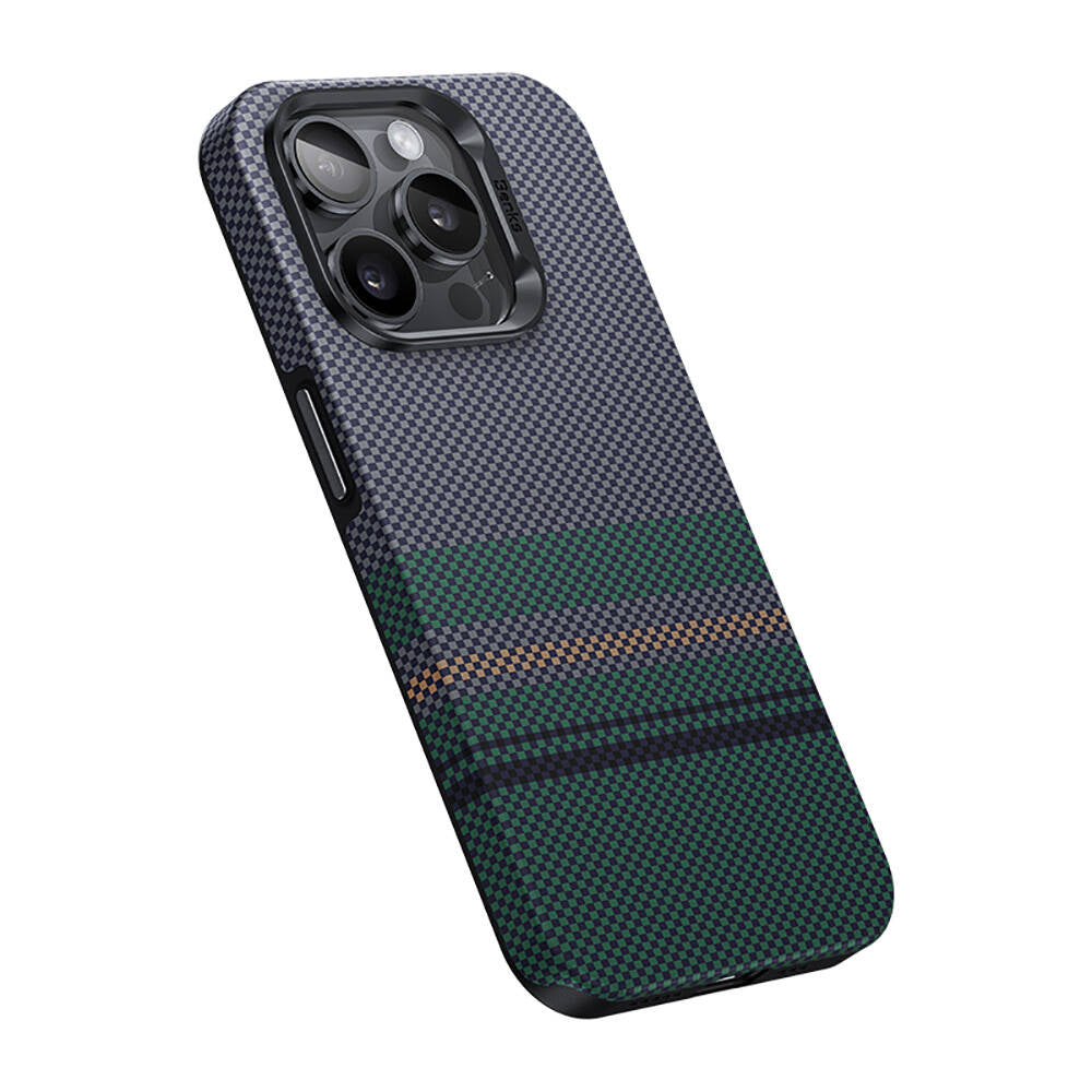 Apple iPhone 15 Pro Case M-safe Charging Feature Carbon Fiber Design Benks Aurora ArmorPro Kevlar Cover Black 