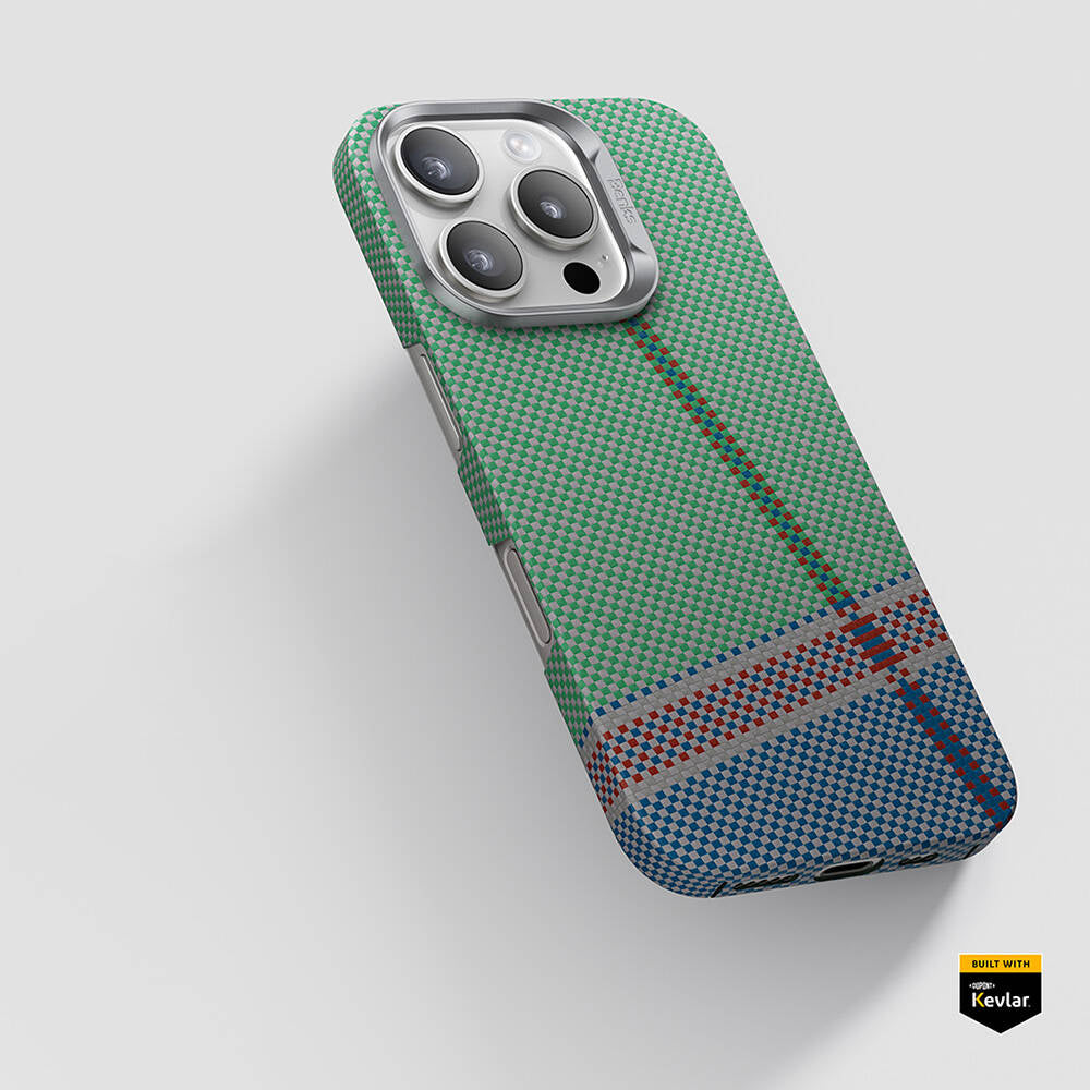 Apple iPhone 15 Pro Case M-safe Charging Feature Carbon Fiber Design Benks Passion Green ArmorAir Kevlar Cover Green 