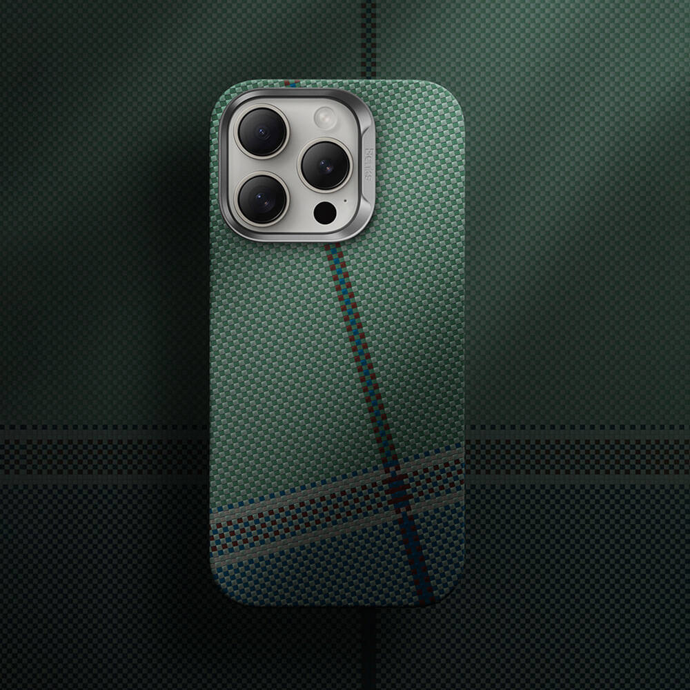 Apple iPhone 15 Pro Case M-safe Charging Feature Carbon Fiber Design Benks Passion Green ArmorAir Kevlar Cover Green 
