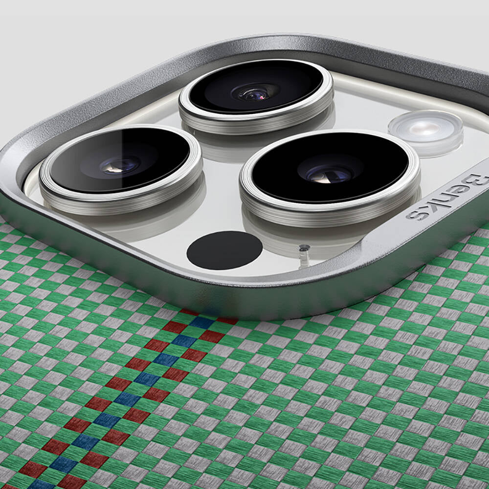 Apple iPhone 15 Pro Case M-safe Charging Feature Carbon Fiber Design Benks Passion Green ArmorAir Kevlar Cover Green 