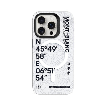 Apple iPhone 15 Pro Case M-safe Charging Feature Coordinate Text Patterned Benks Summit Series Cover White 