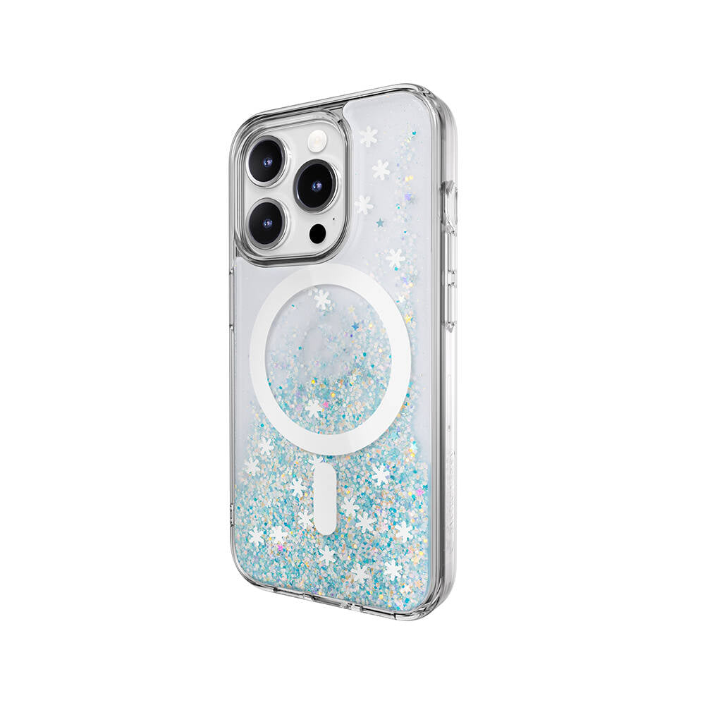 Apple iPhone 15 Pro Kılıf M-safe Şarj Özellikli Parlayan Simli Şeffaf Lisanslı Switcheasy Starfield-M Kapak Colorful