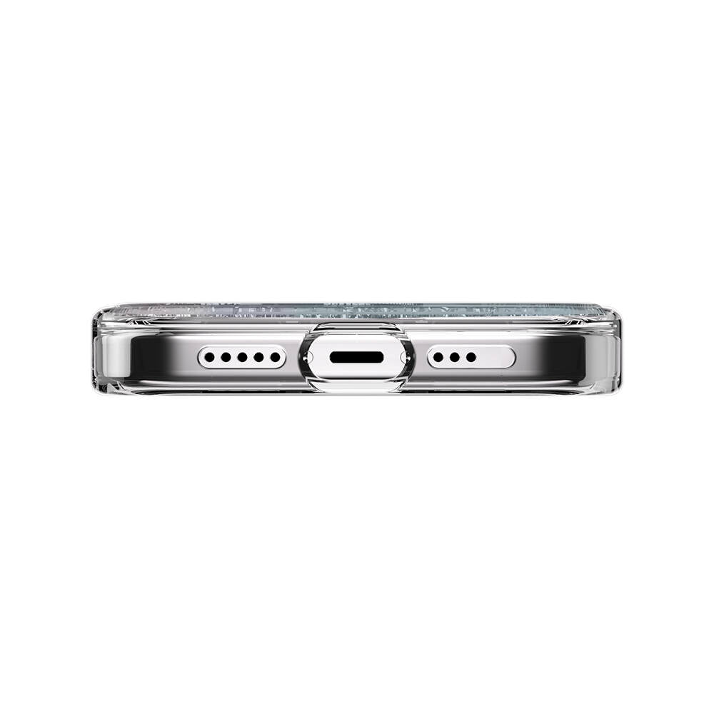 Apple iPhone 15 Pro Kılıf M-safe Şarj Özellikli Parlayan Simli Şeffaf Lisanslı Switcheasy Starfield-M Kapak Mor