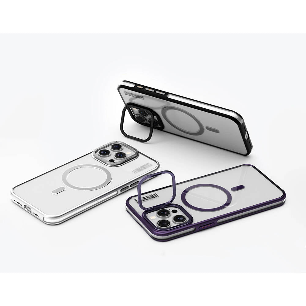 Apple iPhone 15 Pro Case M-safe Charging Feature Anti-Yellowing Youngkit Crystal Grid Cover Silver 