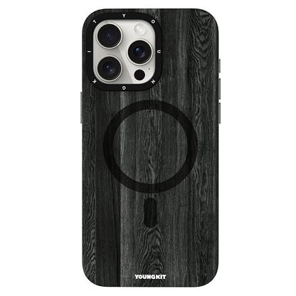 Apple iPhone 15 Pro Kılıf M-safe Şarj Özellikli Sararmaya Dayanıklı Youngkit Wood Forest Serisi Kapak