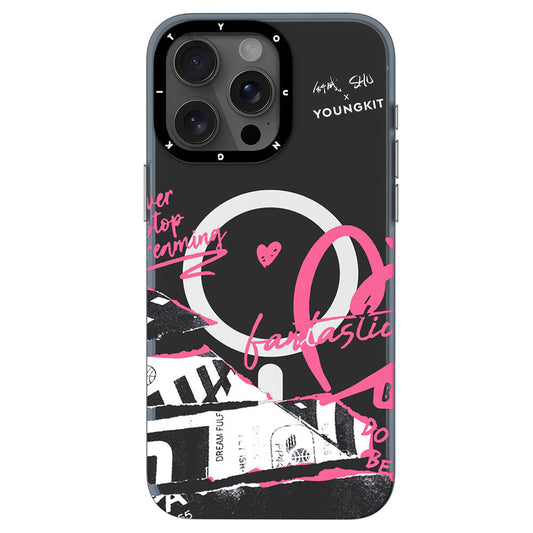 Apple iPhone 15 Pro Case M-safe Charging Feature Shu Design Youngkit Dreamland Series Cover Black 