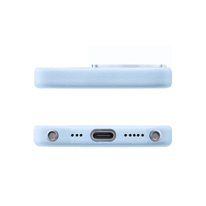 Apple iPhone 15 Pro Kılıf M-safe Şarj Özellikli Standlı Suni Deri Tasarımlı Pynana Dancing Circle Serisi Kapak Mavi