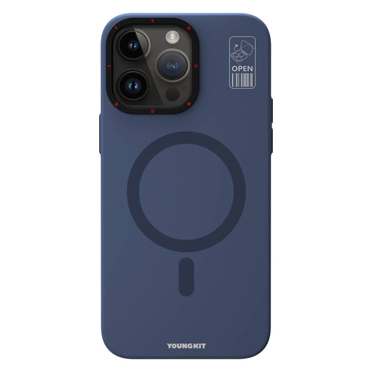 Apple iPhone 15 Pro Case M-safe Charging Stand YoungKit Hermit Bracket Series Cover Blue 