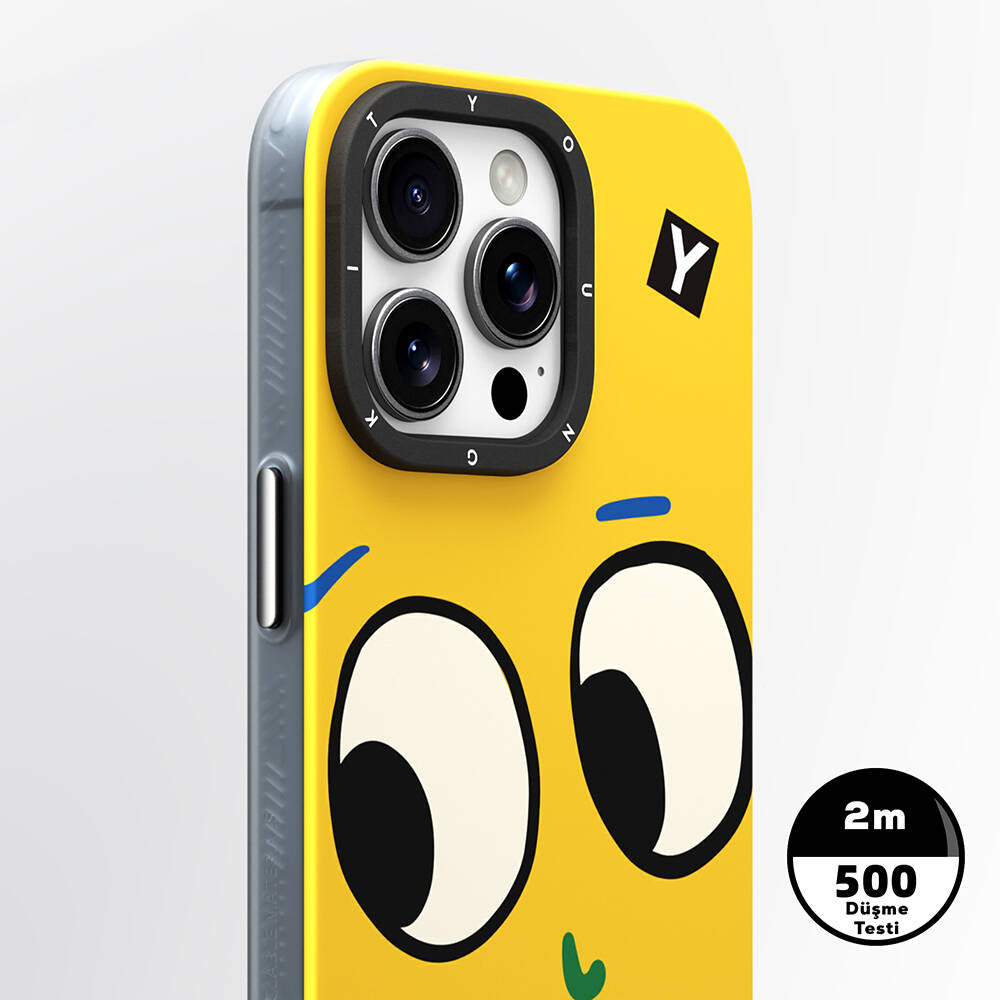 Apple iPhone 15 Pro Case M-safe Charging Feature Sunshine Design Youngkit Daily Happy Series Cover Black-Yellow 