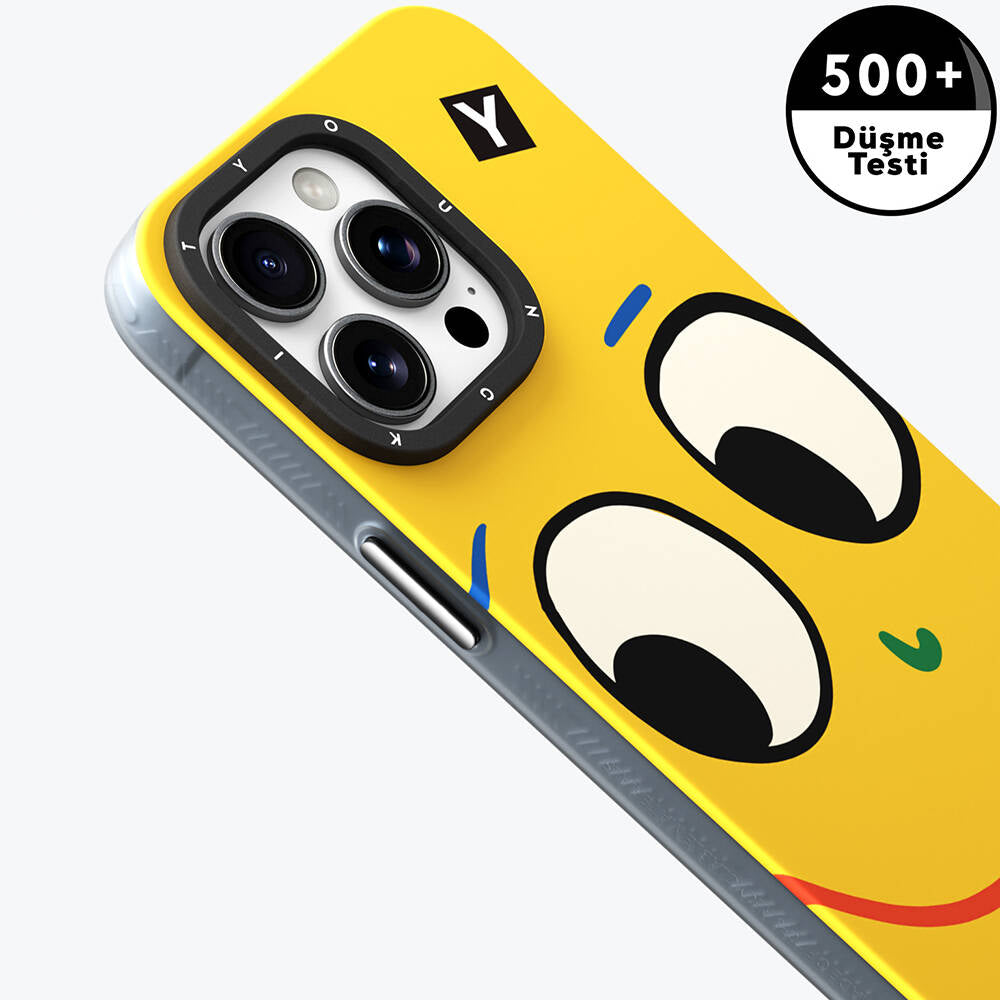 Apple iPhone 15 Pro Case M-safe Charging Feature Sunshine Design Youngkit Daily Happy Series Cover Black-Yellow 