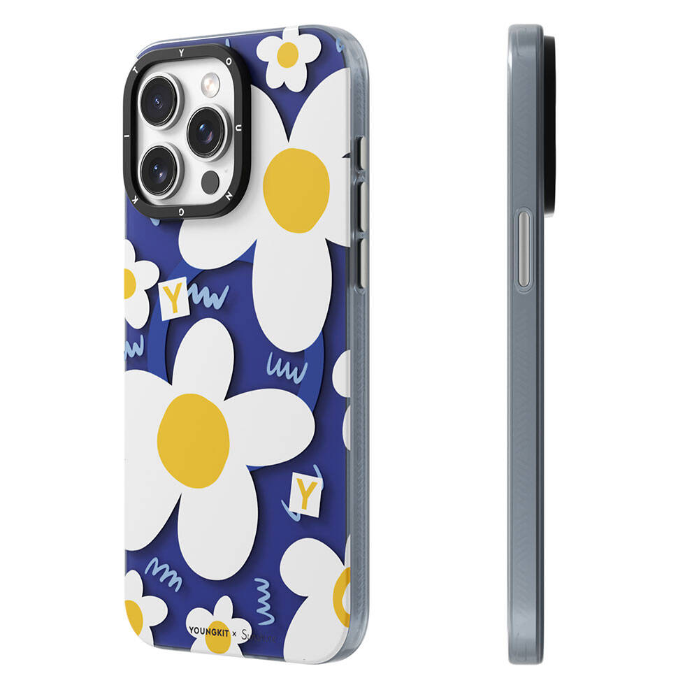 Apple iPhone 15 Pro Case M-safe Charging Feature Sunshine Design Youngkit Spring Breeze Series Cover White 