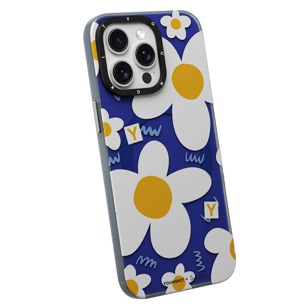 Apple iPhone 15 Pro Case M-safe Charging Feature Sunshine Design Youngkit Spring Breeze Series Cover White 