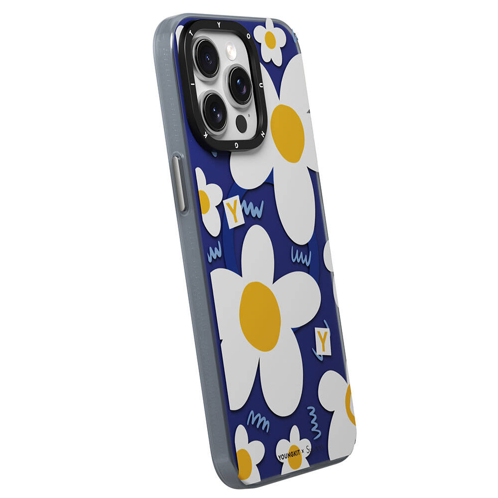 Apple iPhone 15 Pro Case M-safe Charging Feature Sunshine Design Youngkit Spring Breeze Series Cover White 