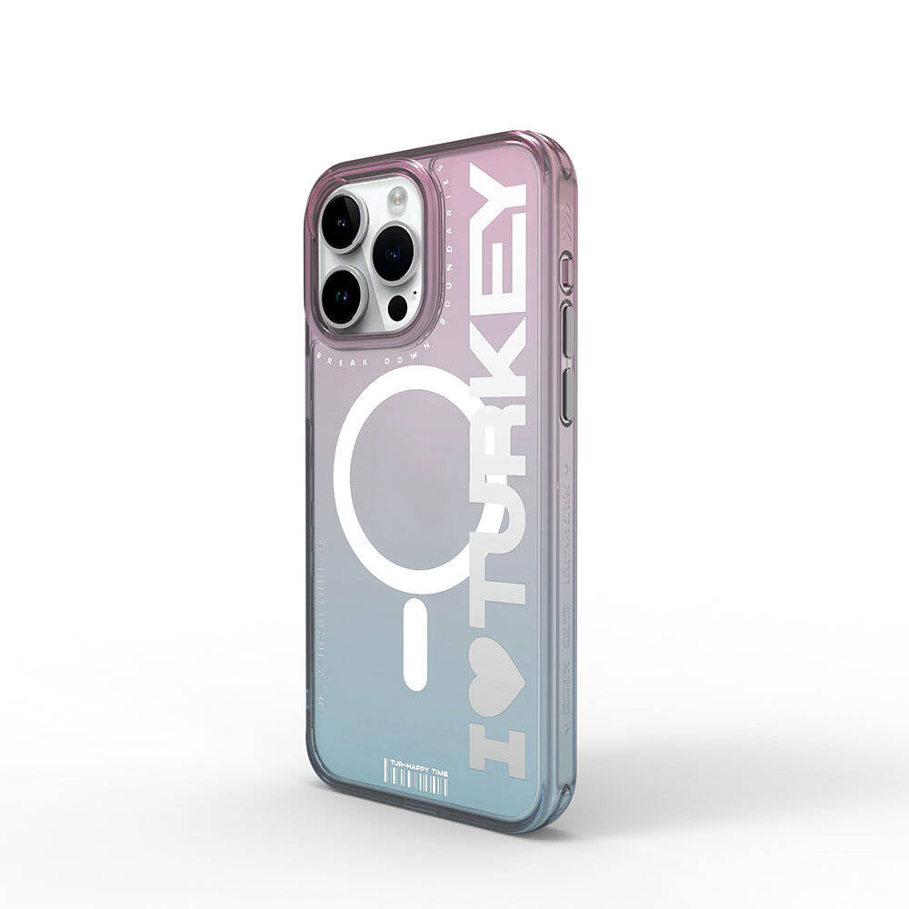 Apple iPhone 15 Pro Case M-safe Charging Feature Transparent Color Transition Wiwu Turkey C Series Cover Green 