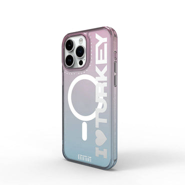 Apple iPhone 15 Pro Case M-safe Charging Feature Transparent Color Transition Wiwu Turkey C Series Cover Green 