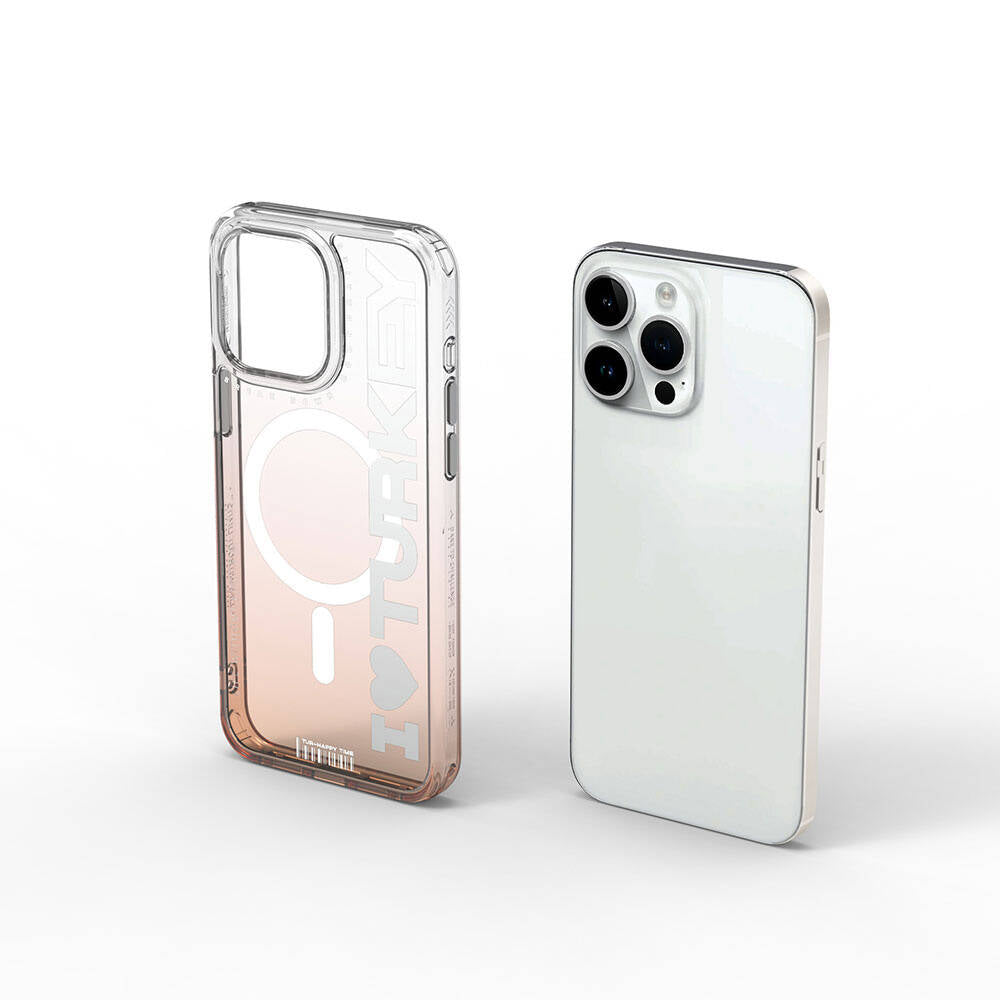 Apple iPhone 15 Pro Case M-safe Charging Feature Transparent Color Transition Wiwu Turkey C Series Cover Green 