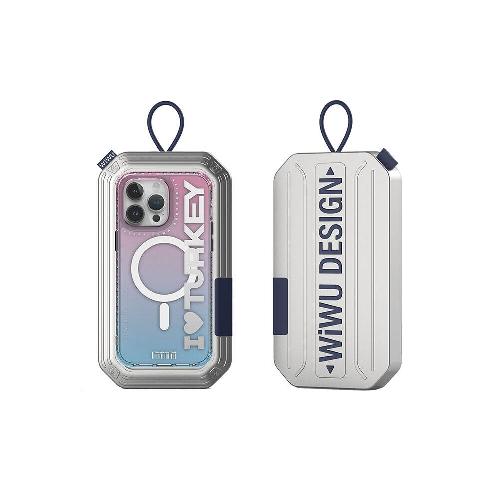 Apple iPhone 15 Pro Case M-safe Charging Feature Transparent Color Transition Wiwu Turkey C Series Cover Blue 