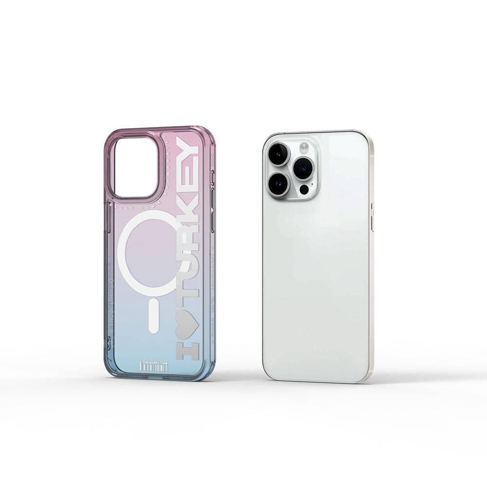 Apple iPhone 15 Pro Case M-safe Charging Feature Transparent Color Transition Wiwu Turkey C Series Cover Green 