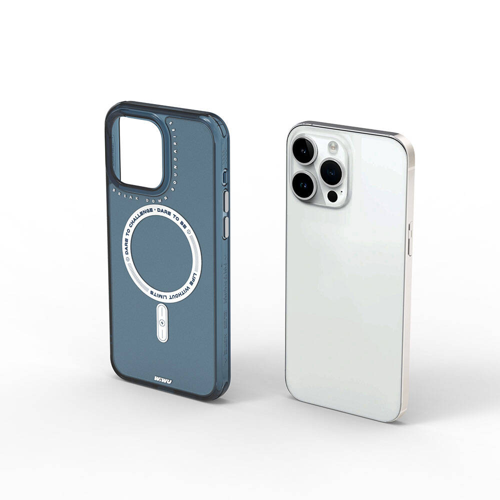 Apple iPhone 15 Pro Case M-safe Charging Feature Wiwu Basic Color J Series Cover Blue 