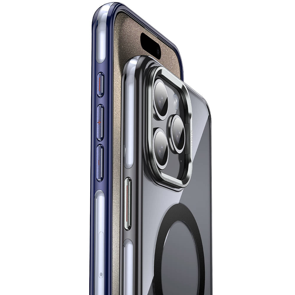Apple iPhone 15 Pro Kılıf M-safe Şarj Özellikli Wlons Standlı Efsane Kapak Siyah