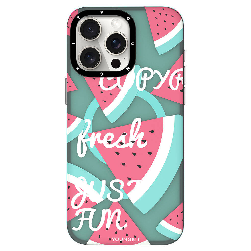 Apple iPhone 15 Pro Case M-safe Charging Feature Summer Fruit Pattern Youngkit Fruity Flavor Series Cover Pink 