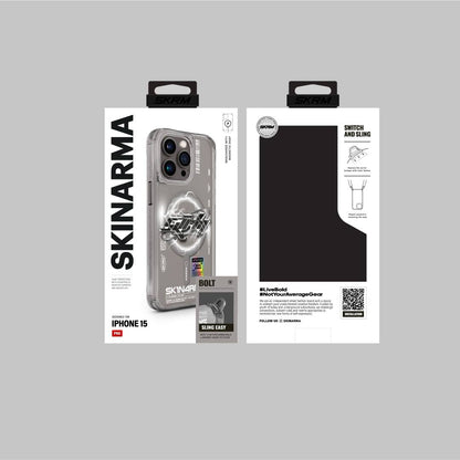 Apple iPhone 15 Pro Kılıf M-safe Şarj Özellikli Yazı Desenli SkinArma Bolt Kapak Mavi