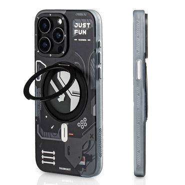 Apple iPhone 15 Pro Kılıf M-safe Şarj Özellikli Youngkit 360° Standlı Starship Serisi Kapak