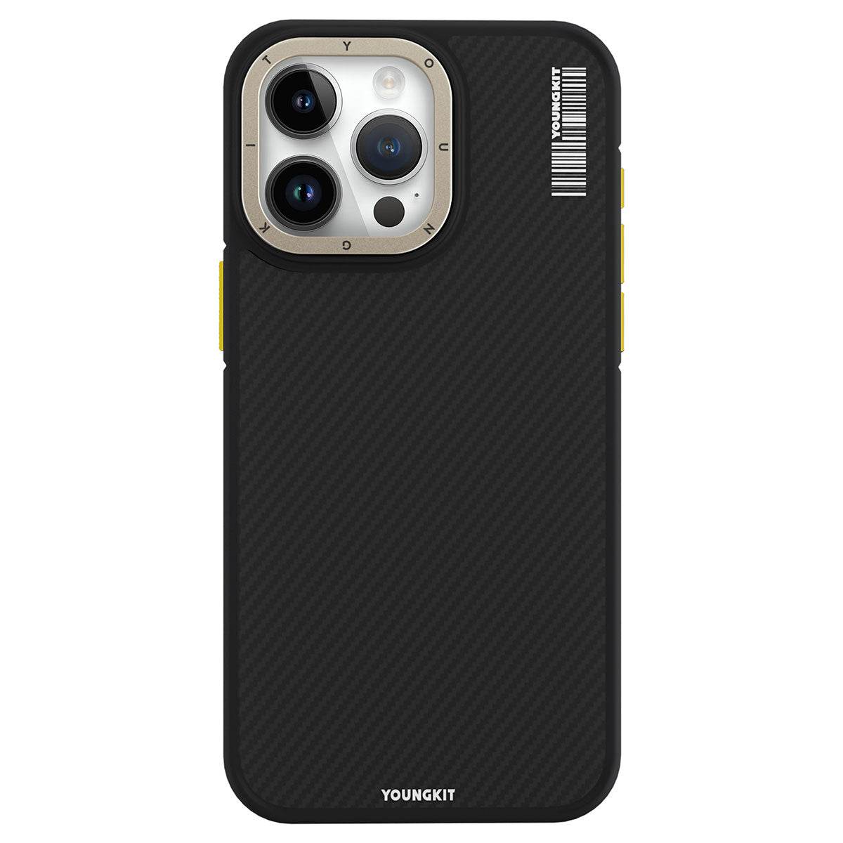 Apple iPhone 15 Pro Case M-Safe Charging Feature YoungKit 600D Kevlar Cover Black 