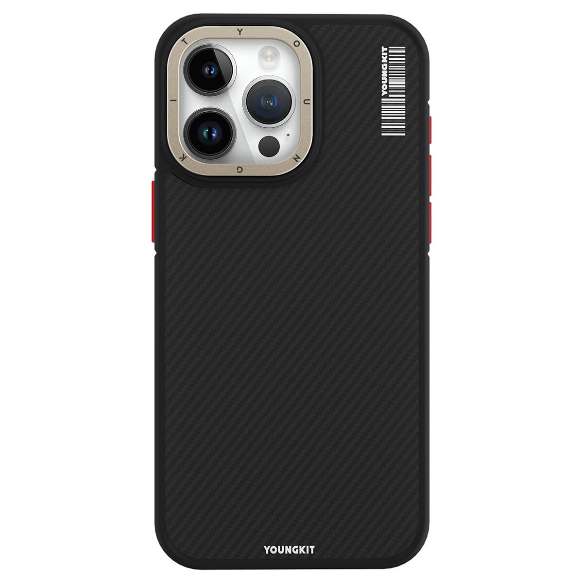 Apple iPhone 15 Pro Case M-Safe Charging Feature YoungKit 600D Kevlar Cover Black 