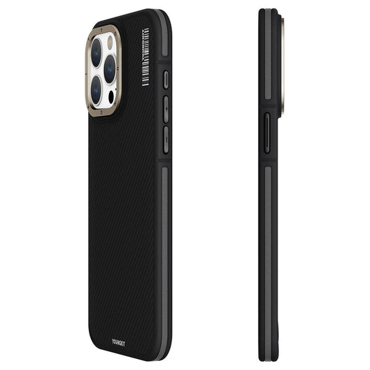 Apple iPhone 15 Pro Case M-Safe Charging Feature YoungKit 600D Kevlar Cover Black 