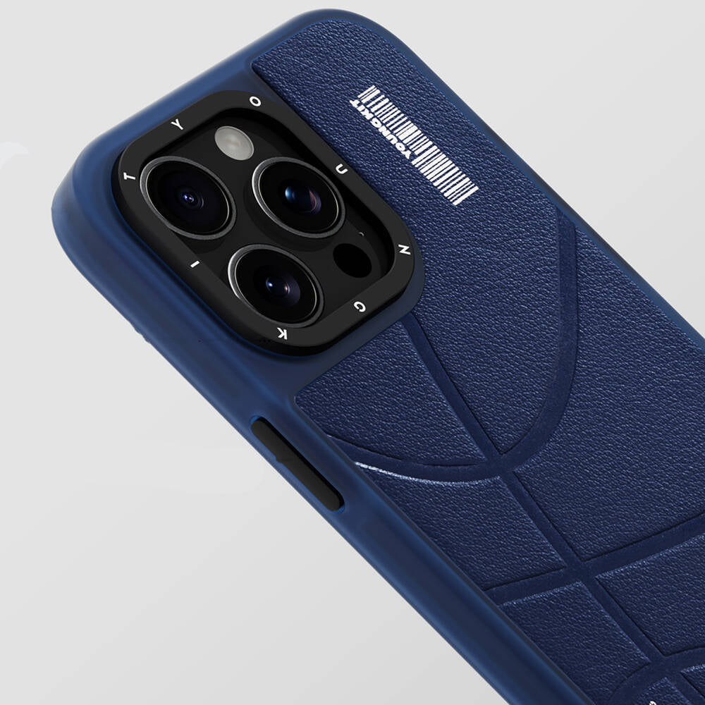 Apple iPhone 15 Pro Case M-safe Charging Feature Youngkit Backboard Series Leather Cover Blue 