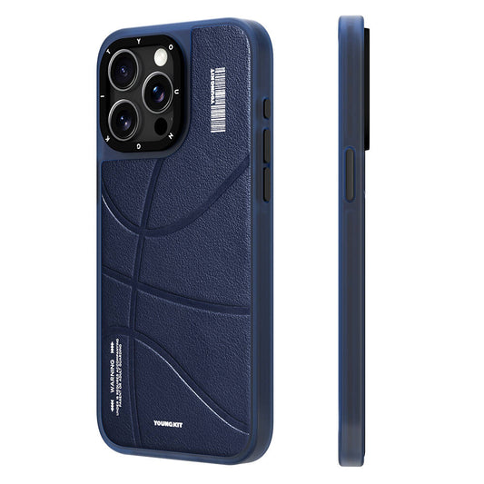 Apple iPhone 15 Pro Case M-safe Charging Feature Youngkit Backboard Series Leather Cover Blue 