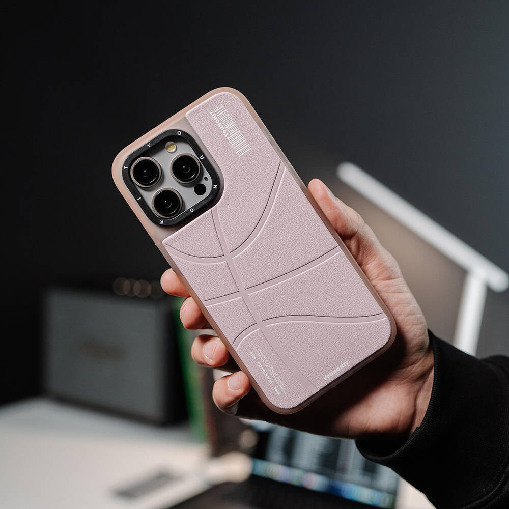 Apple iPhone 15 Pro Case M-safe Charging Feature Youngkit Backboard Series Leather Cover Pink 