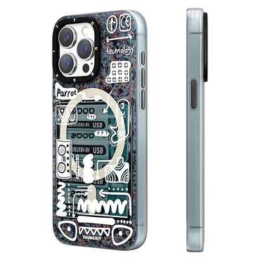 Apple iPhone 15 Pro Case M-safe Charging Feature Youngkit Dark Matter Series Cover Turquoise 