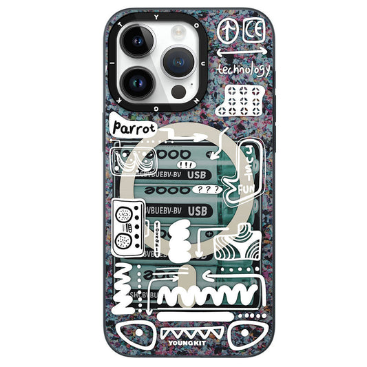 Apple iPhone 15 Pro Case M-safe Charging Feature Youngkit Dark Matter Series Cover Black 