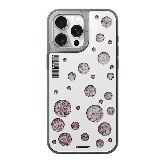 Apple iPhone 15 Pro Case M-safe Charging Feature Youngkit Quicksand Beads Series Cover White 