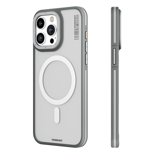 Apple iPhone 15 Pro Case M-safe Charging Feature Youngkit Rock Sand Series Cover Gray 