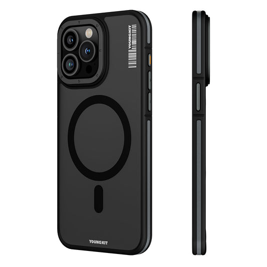 Apple iPhone 15 Pro Case M-safe Charging Feature Youngkit Rock Sand Series Cover Black 