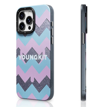 Apple iPhone 15 Pro Kılıf M-safe Şarj Özellikli Youngkit Star Dazzle Serisi Kapak Gri