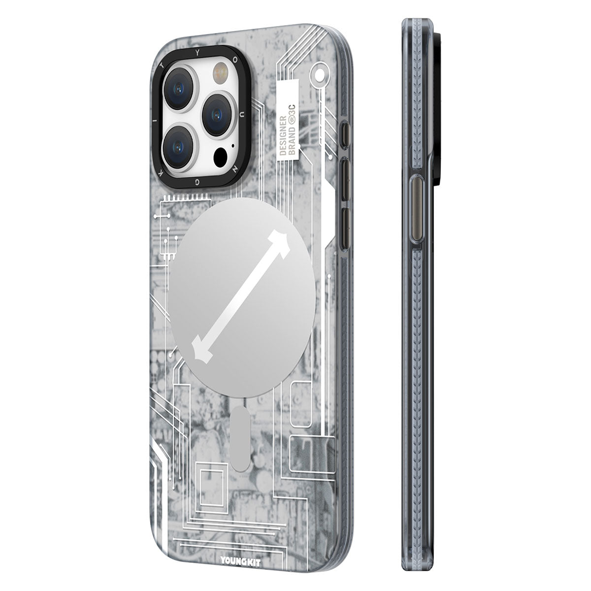Apple iPhone 15 Pro Case M-safe Charging Feature YoungKit Technology Series Cover White 