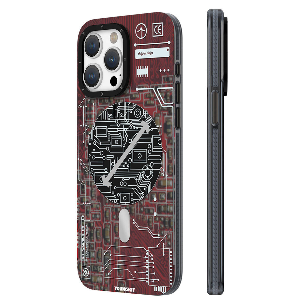 Apple iPhone 15 Pro Case M-safe Charging Feature YoungKit Technology Series Cover Red 
