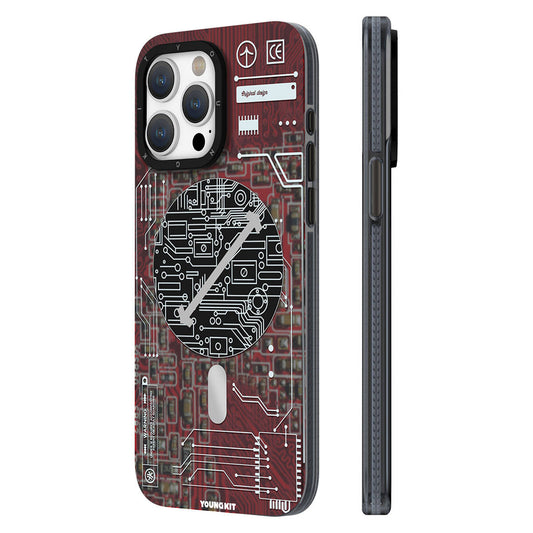 Apple iPhone 15 Pro Case M-safe Charging Feature YoungKit Technology Series Cover Red 