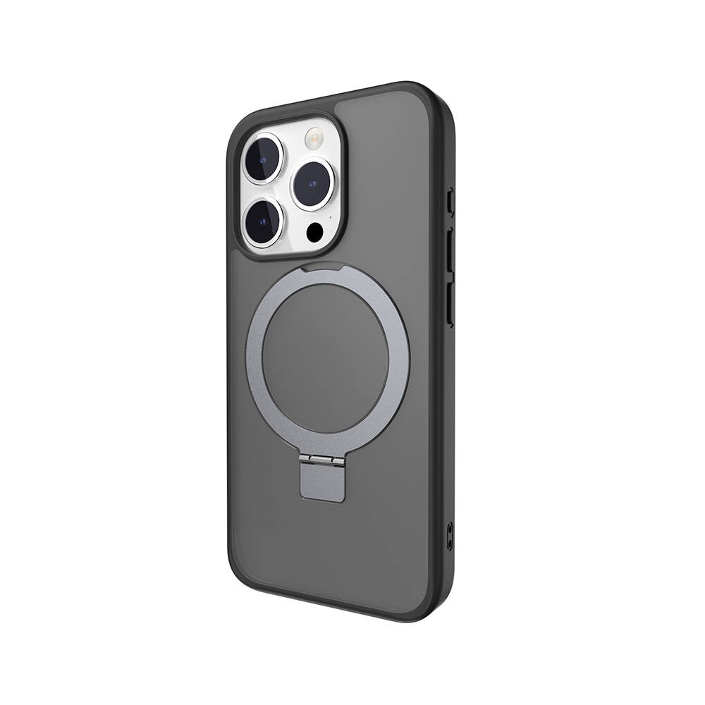 Apple iPhone 15 Pro Kılıf M-safe Şarj Özellikli Yüzük Standlı Lisanslı Switcheasy Magstand-M Kapak Renksiz