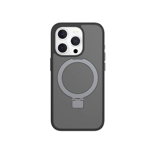 Apple iPhone 15 Pro Kılıf M-safe Şarj Özellikli Yüzük Standlı Lisanslı Switcheasy Magstand-M Kapak Siyah