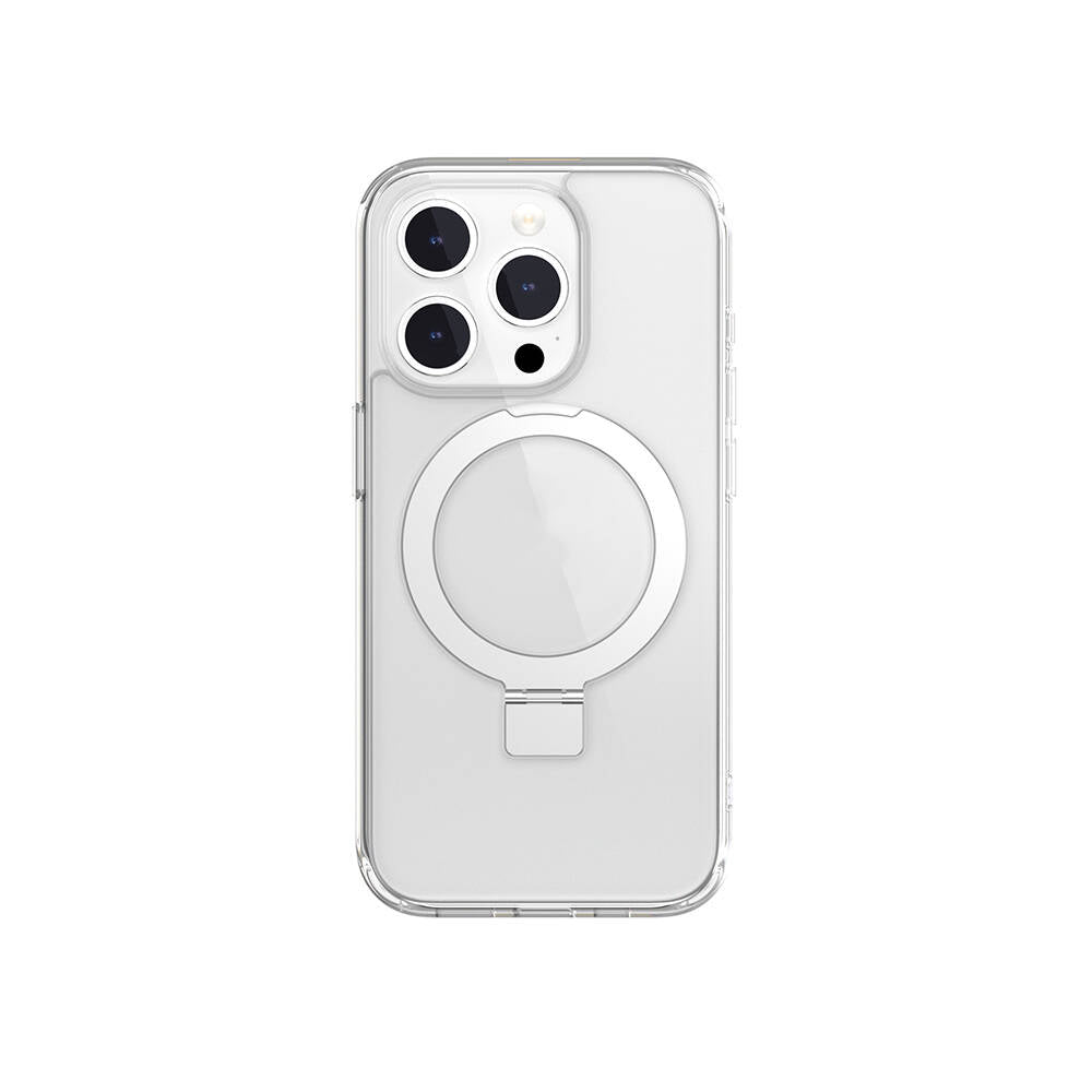 Apple iPhone 15 Pro Kılıf M-safe Şarj Özellikli Yüzük Standlı Lisanslı Switcheasy Magstand-M Kapak Renksiz