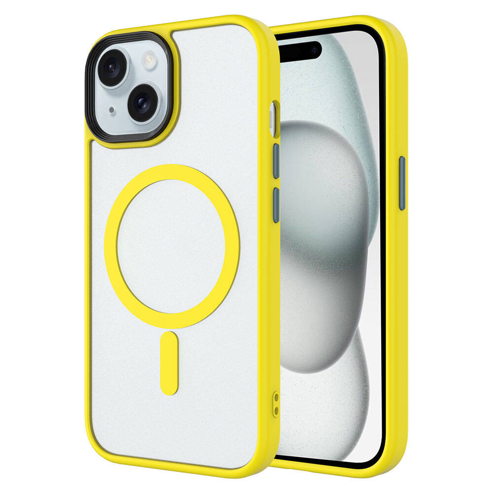 Apple iPhone 15 Pro Kılıf Mat Arka Yüzey Wireless Şarj Özellikli Zore Flet M-safe Kapak