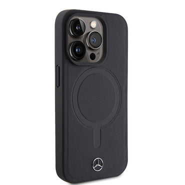 Apple iPhone 15 Pro Kılıf Mercedes Benz M-safe Şarj Özellikli Yumuşak Deri Orjinal Lisanslı Kapak