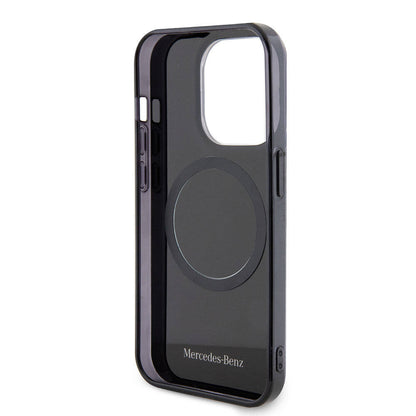 Apple iPhone 15 Pro Kılıf Mercedes Benz Orjinal Lisanslı M-safe Şarj Özellikli Çift Katmanlı Paralel Çizgi Desenli Kapak Beyaz