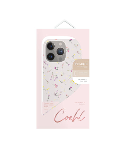 Apple iPhone 15 Pro Kılıf Mini Çayır Çiçekleri Desenli Coehl Prairie Kapak Pembe Açık