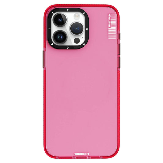 Apple iPhone 15 Pro Case Smooth Flat Back Surface YoungKit Crystal Color Series Cover Pink 